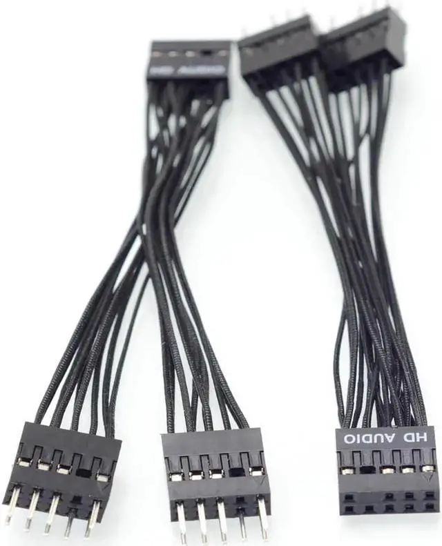 Alt view image 3 of 4 - Motherboard 9Pin HD Audio 1 to 2 Port Multiplier Y Splitter Extension Cable Desktop internal Male to Female cable 10cm