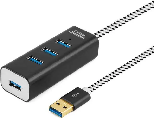 Main image of CableCreation 4-Port USB 3.0 Hub with 4.9 Feet Extension Long Cable, 5Gbps Data Rate for MacBook Pro, iMac, PC, Laptop, USB Flash Drives, Surface Pro, XPS, Aluminum Black, 1.5M