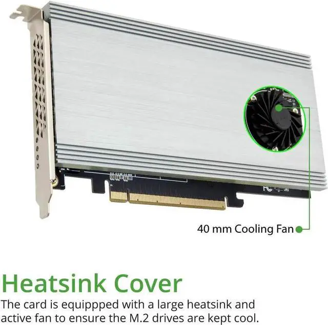 Alt view image 4 of 5 - IO CREST Quad M.2 NVMe PCIe x16 Expansion Card for Intel VROC and AMD Ryzen Threadripper Motherboard