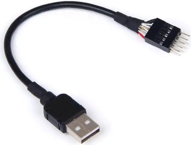 Main image of USB A male to 9pin male PC motherboard internal data extension cable 7.87"