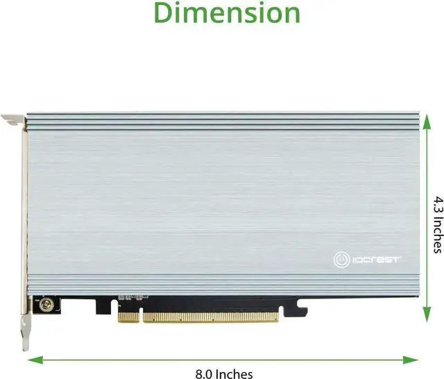 Alt view image 3 of 5 - Quad M.2 NVMe PCIe x16 Expansion Card for Intel VROC and AMD Ryzen Threadripper Motherboard