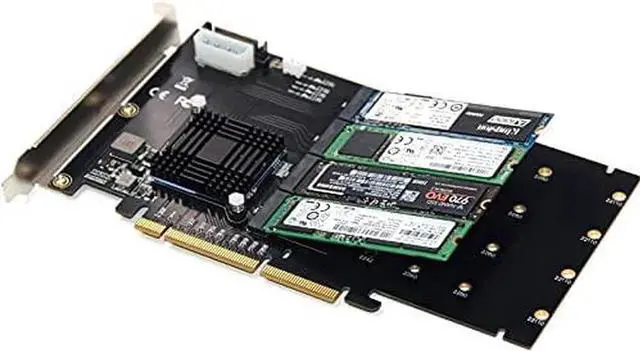 Alt view image 7 of 7 - M.2 NVMe PCI-E Adapter Card LM313 PCI-E 8X/16X to 4X M.2 NVMe(PCIe Protocol) Riser Card for NVME 2242 2260 2280 22110 SSD