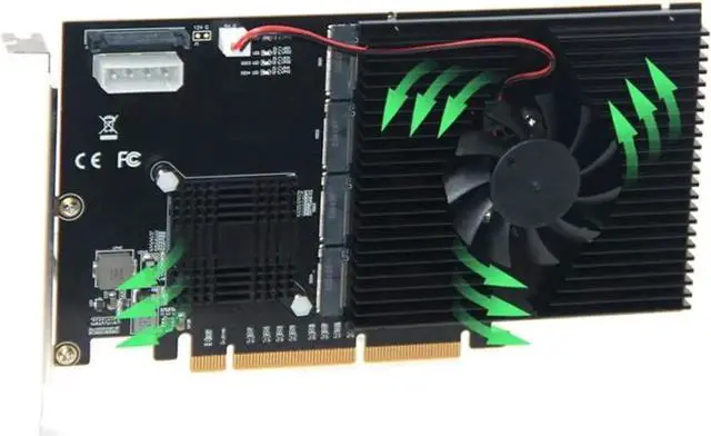 Alt view image 2 of 7 - M.2 NVMe PCI-E Adapter Card LM313 PCI-E 8X/16X to 4X M.2 NVMe(PCIe Protocol) Riser Card for NVME 2242 2260 2280 22110 SSD