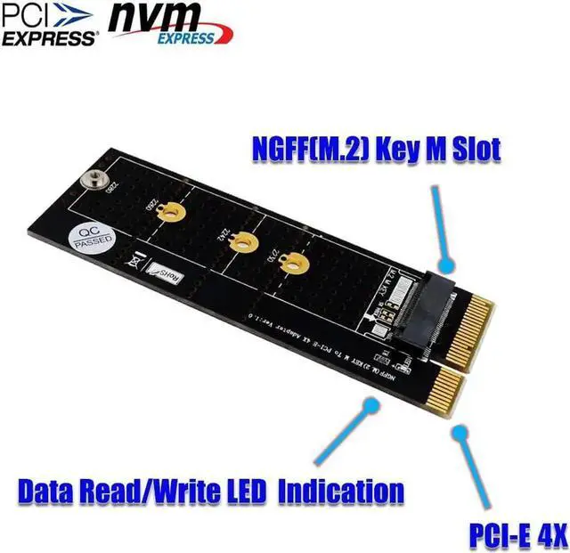 Alt view image 5 of 6 - M.2 Key M NGFF SSD to PCI- E 4X Adapter Converter Card Vertical Installation with Heatsink CPU RGB Heatsink Heatsink Thermal Pad for M.2 (M Key) NVMe 2280 2260 2242 2230 (with Yellow Heatsink)