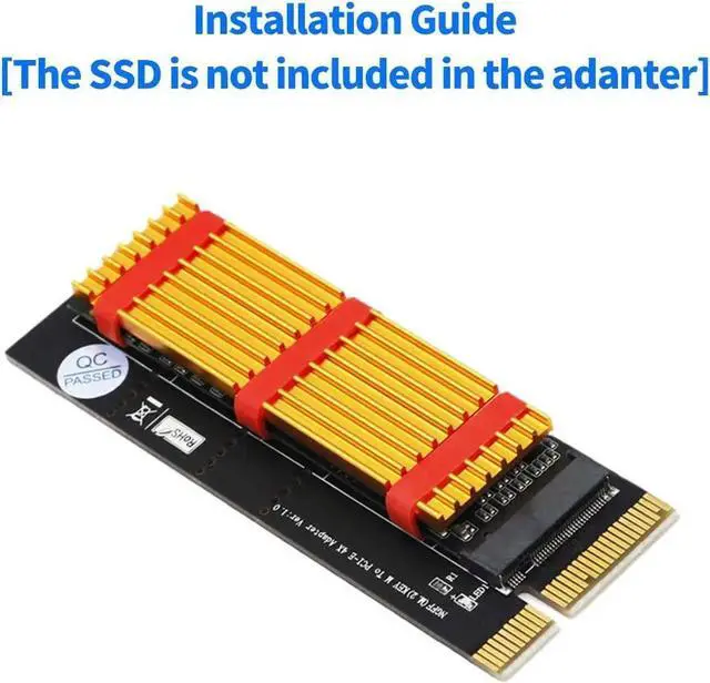 Alt view image 3 of 6 - M.2 Key M NGFF SSD to PCI- E 4X Adapter Converter Card Vertical Installation with Heatsink CPU RGB Heatsink Heatsink Thermal Pad for M.2 (M Key) NVMe 2280 2260 2242 2230 (with Yellow Heatsink)