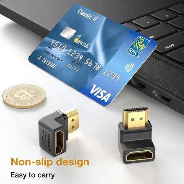 Alt view image 6 of 7 - 8K HDMI Extension Adapter, 2 Pack 90 Degree Right Angle HDMI 2.1 Male to Female Extender Adapter, Support 8K@60Hz, 4K@144Hz, 2K@240Hz, HDR, eARC for Roku, PS4, PS5, HDTV, Xbox