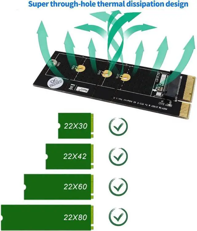 Alt view image 4 of 6 - M.2 Key M NGFF SSD to PCI- E 4X Adapter Converter Card Vertical Installation with Heatsink CPU RGB Heatsink Heatsink Thermal Pad for M.2 (M Key) NVMe 2280 2260 2242 2230 (with Yellow Heatsink)