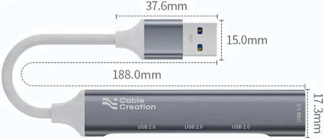 Alt view image 2 of 3 - USB Hub, USB 3.0X1 USB 2.0X3 Hub Aluminum Alloy Ultra Slim USB Splitter, Portable 4 Port USB Extender, USB Hub for Laptop, PC, MacBook, iMac, Surface Pro, Mac Pro, Flash Drive, XPS