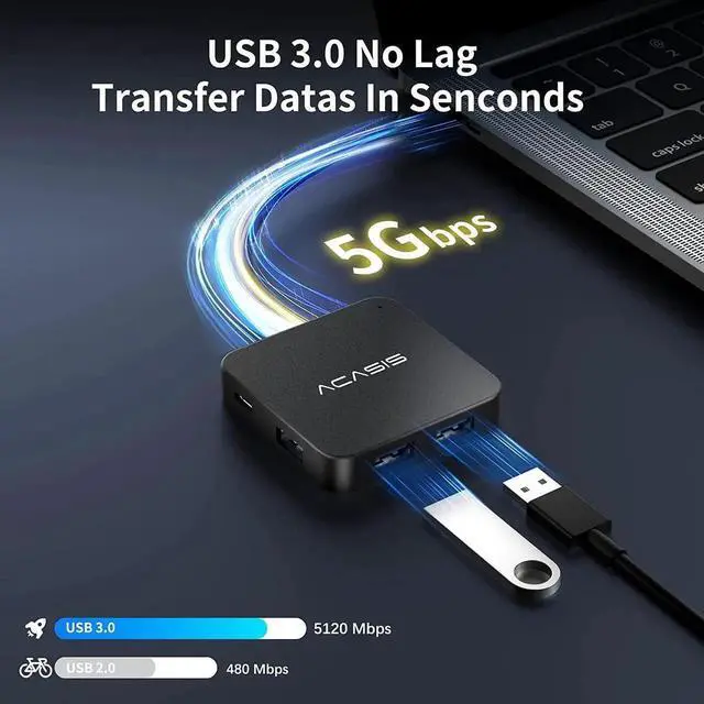 Alt view image 5 of 6 - USB C Hub, Multi-Port USB Type-C Hub with 4K HDMI, Power Delivery 100 W | 3 USB 3.0 Port | 1 Type-C 3.0 Port | USB Splitter Adapter for MacBook, Mac Mini, XPS, Laptop and USB C Devices (2ft)