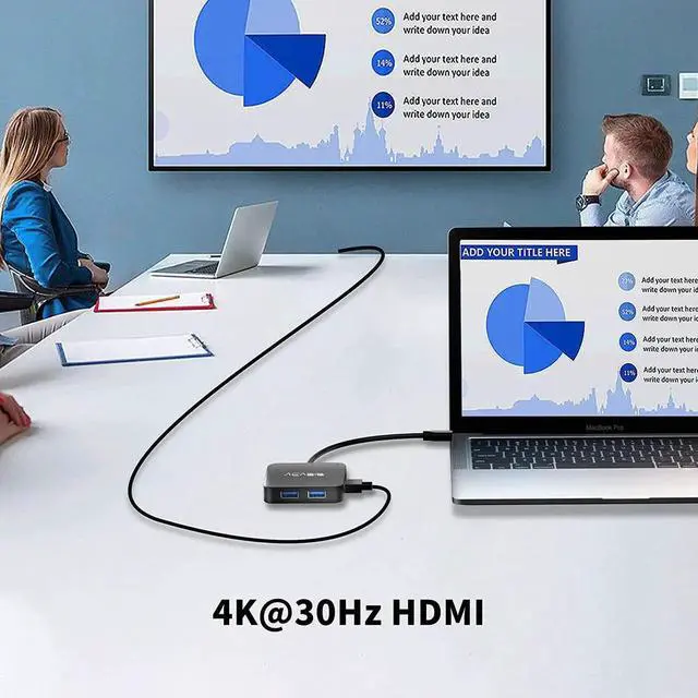 Alt view image 3 of 6 - USB C Hub, Multi-Port USB Type-C Hub with 4K HDMI, Power Delivery 100 W | 3 USB 3.0 Port | 1 Type-C 3.0 Port | USB Splitter Adapter for MacBook, Mac Mini, XPS, Laptop and USB C Devices (2ft)
