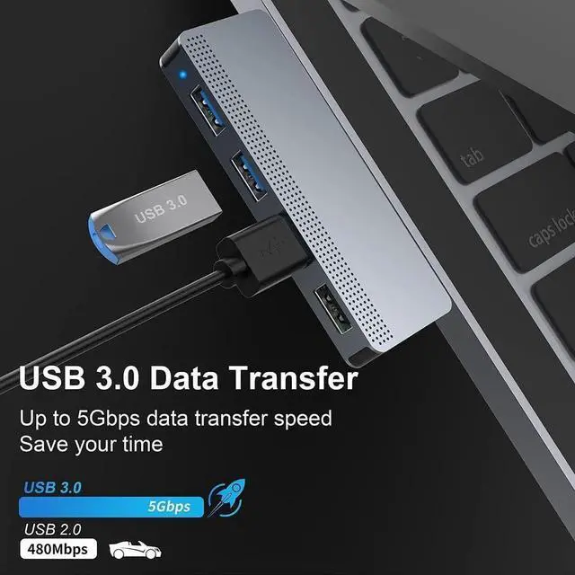 Alt view image 2 of 6 - USB C Adapter for MacBook Pro/Air, 4 in 2 USB C Hub MacBook Pro USB Adapter, Type C Dual Hub with 2 USB 3.0 and 2 USB 2.0 for MacBook Pro 2020/2019-2016, MacBook Air 2020-2018