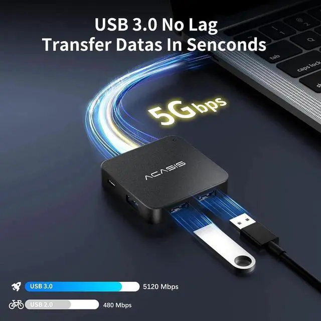 Alt view image 6 of 7 - USB C Hub, Multi-Port USB Type-C Hub with 4K HDMI, Power Delivery 100 W | 3 USB 3.0 Port | 1 Type-C 3.0 Port | USB Splitter Adapter for MacBook, Mac Mini, XPS, Laptop and USB C Devices (0.5ft)