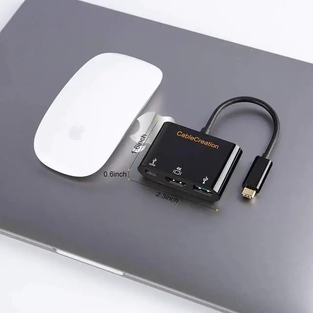 Alt view image 6 of 7 - USB C to 4K HDMI Hub, CableCreation 3-in-1 USB-C Hub with HDMI, USB 3.0 and 60W PD Charging [Thunderbolt 3 Compatible] for MacBook Pro 2017/2018/2019, Dell XPS 13/15, Galaxy Note 10, Surface Book 2