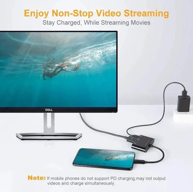 Alt view image 3 of 7 - USB C to 4K HDMI Hub, CableCreation 3-in-1 USB-C Hub with HDMI, USB 3.0 and 60W PD Charging [Thunderbolt 3 Compatible] for MacBook Pro 2017/2018/2019, Dell XPS 13/15, Galaxy Note 10, Surface Book 2