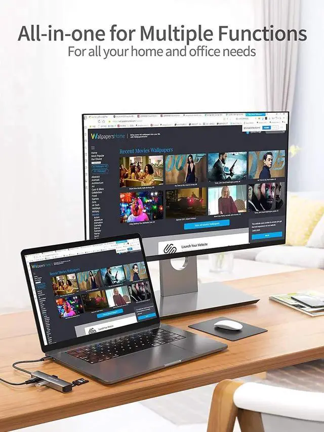 Alt view image 4 of 7 - USB C Hub, CableCreation USB-C Hub Multiport Adapter 5-in-1 (Thunderbolt 3) with HDMI 4K, 2 USB 3.0, SD / Micro SD Card Reader for MacBook Pro / Air, iPad Pro, Surface Book 2, XPS, Pixelbook, Aluminum