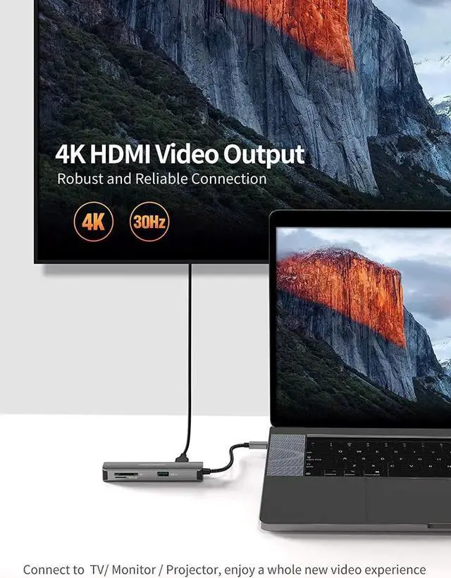 Alt view image 2 of 7 - USB C Hub, CableCreation USB-C Hub Multiport Adapter 5-in-1 (Thunderbolt 3) with HDMI 4K, 2 USB 3.0, SD / Micro SD Card Reader for MacBook Pro / Air, iPad Pro, Surface Book 2, XPS, Pixelbook, Aluminum