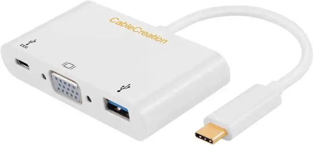Main image of USB C to VGA Hub, CableCreation 3 in 1 Type C(Thunderbolt 3) to VGA, USB 3.0, USB C PD Converter, Compatible with MacBook Pro 2019, iPad Pro 2019, Surface Go, XPS, Galaxy S20, Hard Drive