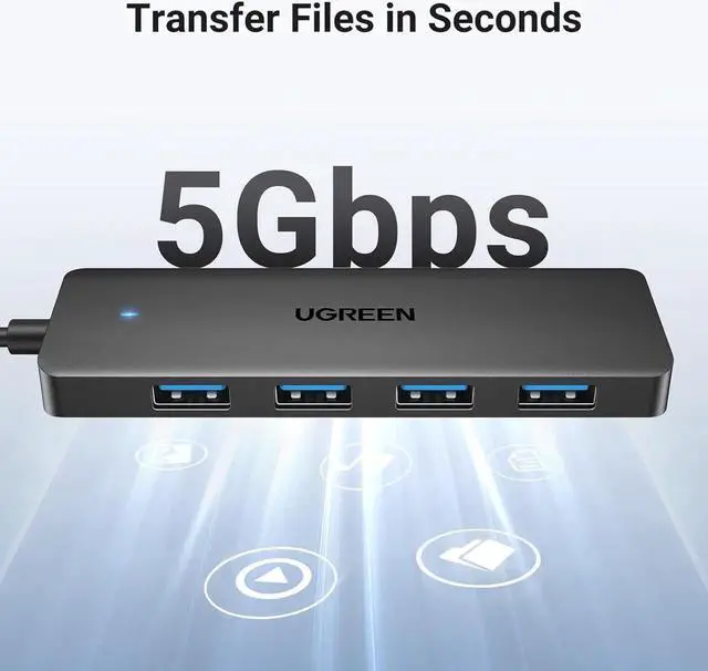 Alt view image 4 of 7 - UGREEN USB 3.0 Hub, 4 Ports USB A Splitter Ultra-Slim USB Expander for Mouse, Keyboard, Flash Drive, U Disk, Printer Compatible with Laptop, Desktop PC, Xbox, PS5, and More, 0.98ft/0.3m