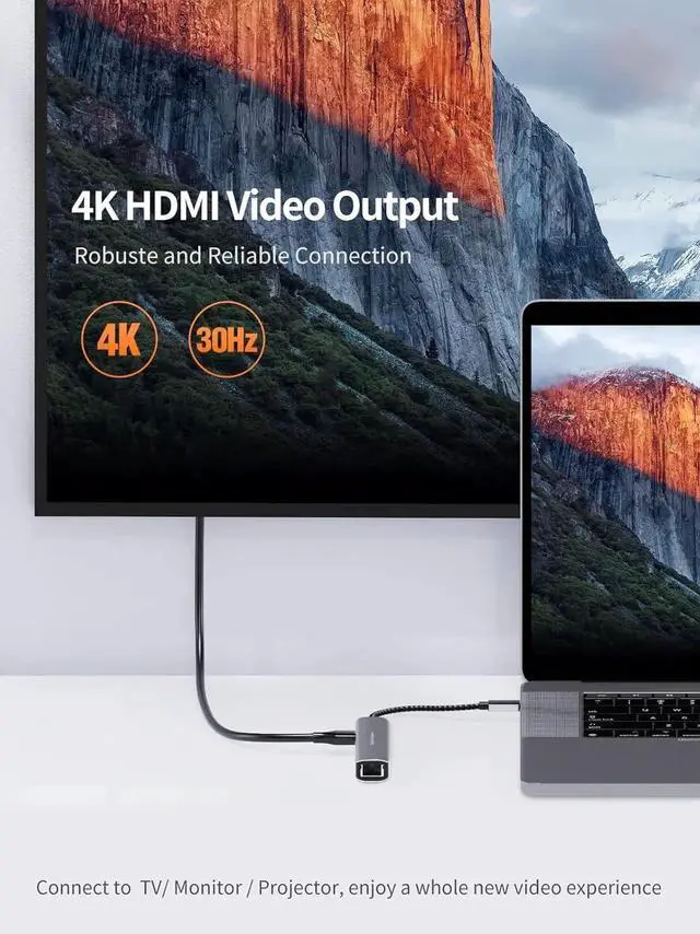 Alt view image 4 of 7 - USB C Hub Multiport Adapter, CableCreation 5-in-1 USB C Adapter Aluminum Shell with 4K HDMI, 1Gbps Ethernet, 3 USB 3.0 Ports for MacBook Pro/Air 2020/2019, iPad Pro 2020, Surface Go, XPS