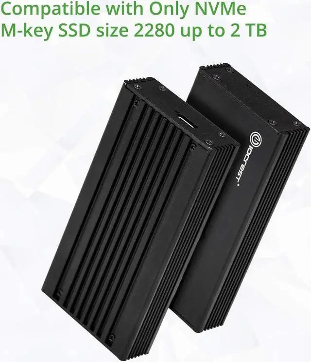 Alt view image 7 of 7 - IO CREST USB-C 3.2 Gen 2x2 M.2 M-Key PCIe NVMe Gen3x4 SSD External Enclosure Supports 2280 SY-ENC40231 ASM2364