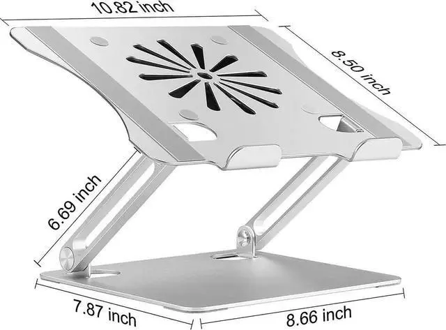 Alt view image 5 of 7 - Adjustable Laptop Stand with Cooling Fan, Aluminium Alloy Multi-Angle Computer Holder for Desk, Portable Notebook Metal Mount Compatible with MacBook, Air, Pro, Dell, Alienware All Laptops 11"-17.3"