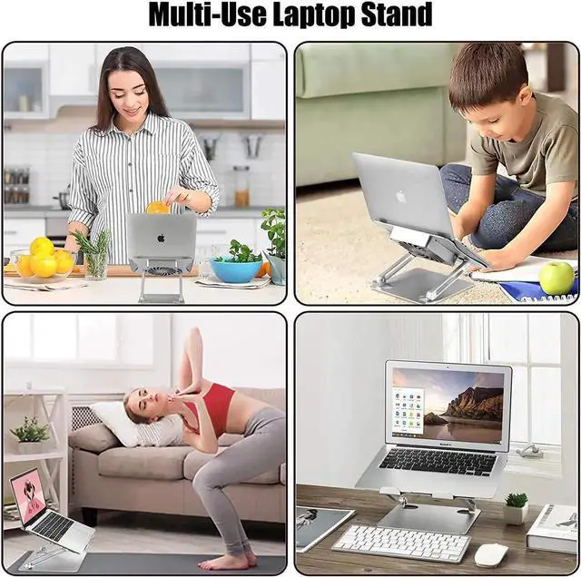 Alt view image 3 of 7 - Adjustable Laptop Stand with Cooling Fan, Aluminium Alloy Multi-Angle Computer Holder for Desk, Portable Notebook Metal Mount Compatible with MacBook, Air, Pro, Dell, Alienware All Laptops 11"-17.3"