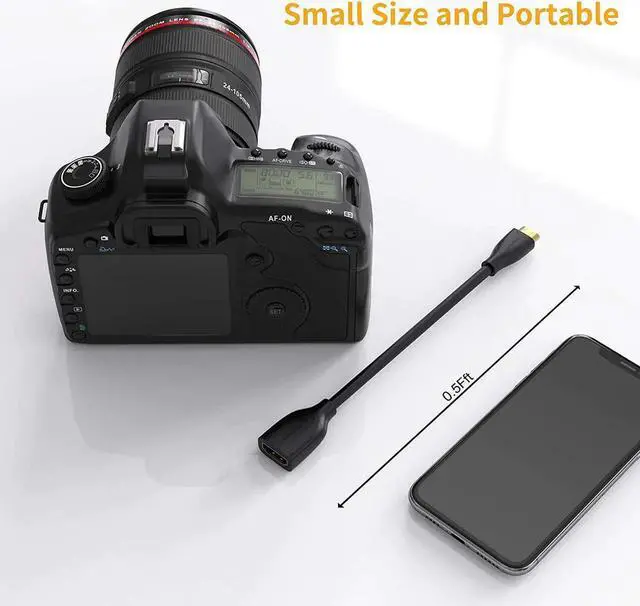 Alt view image 5 of 6 - Mini HDMI to HDMI Cable, CableCreation 0.5ft Mini-HDMI Male to HDMI Female Adapter, Support 4K 60Hz, 3D, for Camera, Camcorder, Graphics Card, Laptop,Tablet, HDTV,Projector, 0.5ft, Black