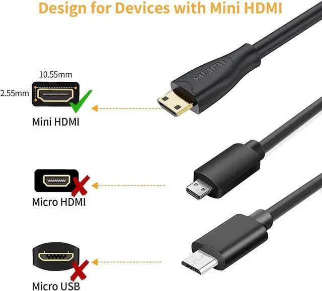 Alt view image 4 of 6 - Mini HDMI to HDMI Cable, CableCreation 0.5ft Mini-HDMI Male to HDMI Female Adapter, Support 4K 60Hz, 3D, for Camera, Camcorder, Graphics Card, Laptop,Tablet, HDTV,Projector, 0.5ft, Black