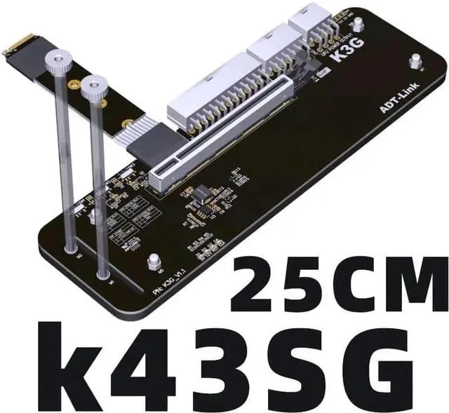Alt view image 6 of 6 - M.2 M Key NVMe External Graphics Card Stand Bracket 64Gbs Full Speed with PCIe 4.0 x4 Riser Cable R43SG Upgraded for Graphics Card 1660 Above (25CM K43SG)