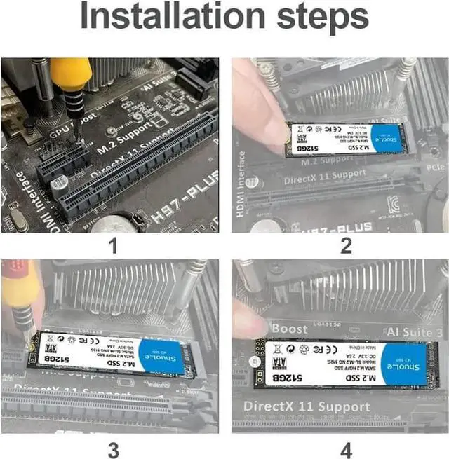 Alt view image 4 of 7 - M.2 NGFF SSD 1TB/512GB/256GB/128GB High Speed Solid State Drives for Laptop Desktop Server POS Machine (256GB)