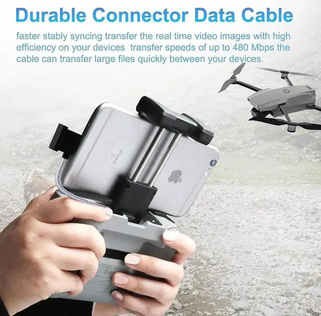 Alt view image 7 of 7 - USB C to USB C Remote Controller Cable for DJI, Nylon Braided Cable for Controller Drone Accessories Black DJI Mini 2 Mavic 3 Air 2S Mavic Air 2 Remote Control Cable OTG RC Phablet Extension Cable