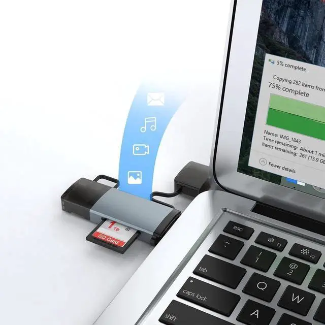 Alt view image 2 of 7 - USB C USB3.0 SD Card Reader Memory Card Reader USB Micro SD Adapter for TF SD Micro SD SDXC SDHC MMC RS-MMC Micro SDXC Micro SDHC UHS-I Compatible with Samsung Galaxy S21 S22 MacBook Pro iPad Pro