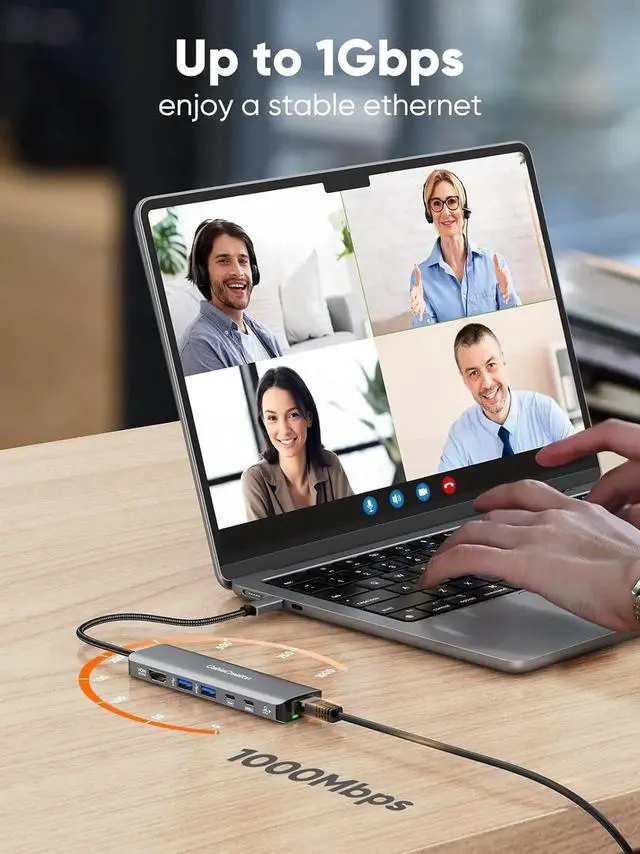 Alt view image 3 of 7 - USB C Hub Multiport Adapter,CableCreation 8K HDMI Ethernet Docking Station,6 in 1 USB C Power Delivery 100W Charging Port,USB-C Data Port,2 USB 3.0 Ports for MacBook Pro/Air,iPad Pro, XPS