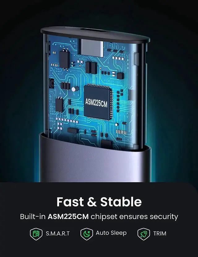 Alt view image 6 of 7 - M.2 SATA NGFF SSD Enclosure Aluminum USB 3.1 Gen 2 to B-Key 5Gbps w UASP External Solid State Drive Enclosure Compatible for Samsung WD Crucial Kingston Tool Free 2280 2260 2242 2230