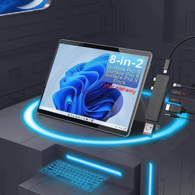 Main image of Surface Pro 9 Docking Station Surface Pro 8 Accessories Surface Pro X Dock with 4K HDMI, 100W Thunderbolt 4 Port, USB-C Port(5Gbps), 2*USB 3.0(5Gbps), Audio, SD/TF Card for Microsoft Surface Pro 9/8/X