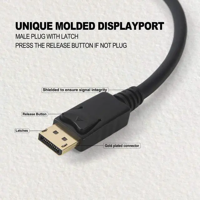 Alt view image 7 of 7 - DisplayPort to HDMI Cable 6ft, CableCreation DP to HDMI Male to Male Adapter, 4K x 2K & 3D Audio/Video Converter, 1.8m/ Black