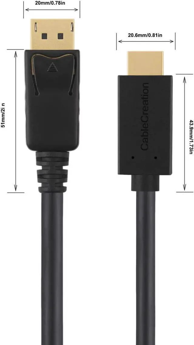 Alt view image 6 of 7 - DisplayPort to HDMI Cable 6ft, CableCreation DP to HDMI Male to Male Adapter, 4K x 2K & 3D Audio/Video Converter, 1.8m/ Black