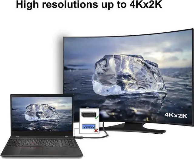 Alt view image 2 of 7 - DisplayPort to HDMI Cable 6ft, CableCreation DP to HDMI Male to Male Adapter, 4K x 2K & 3D Audio/Video Converter, 1.8m/ Black