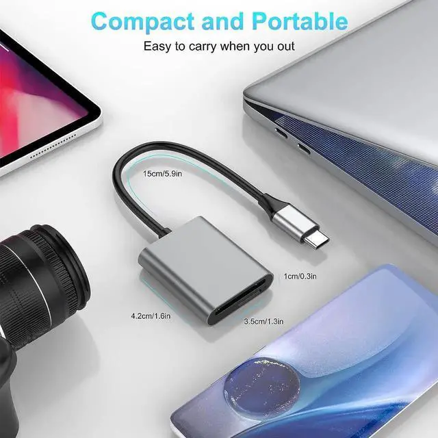 Alt view image 6 of 7 - USB C SD 4.0 Card Reader, SD TF UHS-II Card Reader, 2-in-1 SD TF Memory Card Reader for SD Micro SD SDXC SDHC MMC RS-MMC Micro SDXC UHS-II and UHS-I Cards for Cameras, Laptops, Tablets, Smartphones