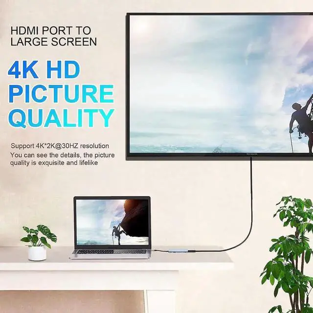 Alt view image 4 of 7 - USB C HUB, USB C Adapter 11 in 1 Dongle with 4K HDMI, VGA, Type C PD, USB3.0, RJ45 Ethernet, SD/TF Card Reader, 3.5mm AUX, Docking Station Compatible with MacBook Pro/Air, Other Type C Laptops Devices