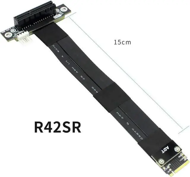 Alt view image 3 of 7 - Riser PCIe X4 3.0 PCI-E 4X to M.2 NGFF NVMe M Key 2280 Riser Card Gen3.0 Cable M2 Key-M PCI-Express Extension Cord 32G/BPS (15CM,R42SR)