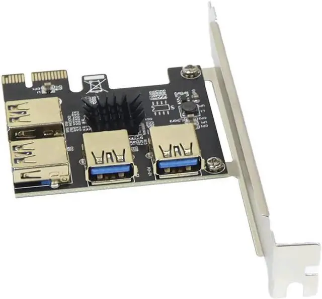 Main image of PCI-E 1x to 16x Riser Card PCI-Express 1 to 4 Slot PCIe USB3.0 Splitter 1 to 4 Adapter GPU Riser Card for BTC Bitcoin Miner Mining (PCIE 1 to 4USB Card Black)