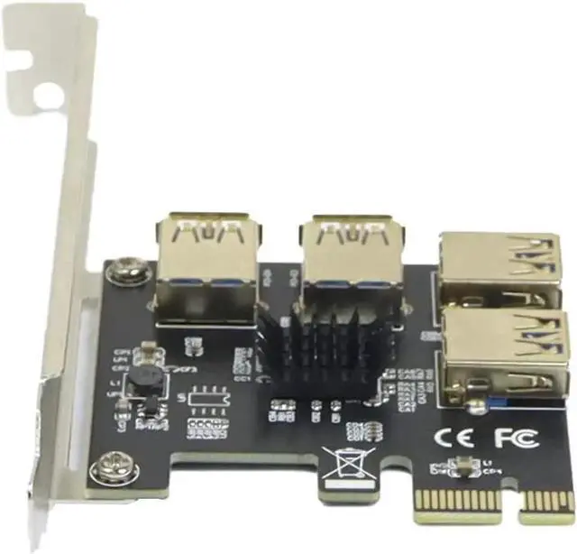 Alt view image 5 of 5 - PCI-E 1x to 16x Riser Card PCI-Express 1 to 4 Slot PCIe USB3.0 Splitter 1 to 4 Adapter GPU Riser Card for BTC Bitcoin Miner Mining (PCIE 1 to 4USB Card Black)