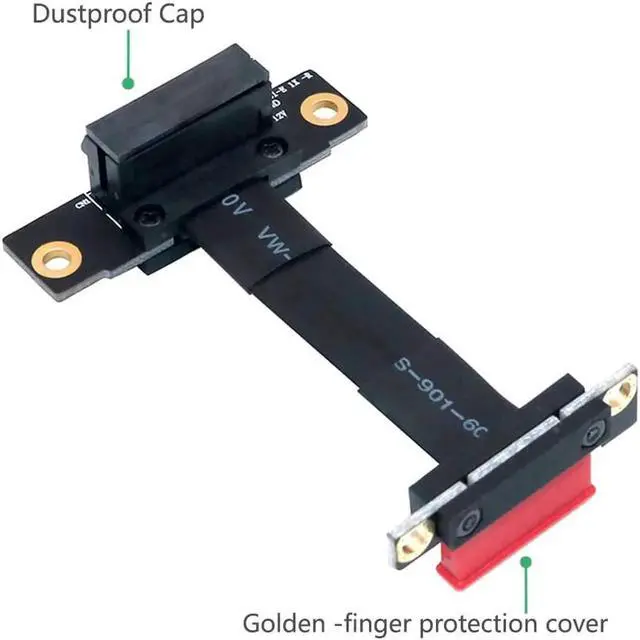 Alt view image 7 of 7 - PCI-E X1 PCI Express 1X Riser Extension Ribbon Cable Gold-Plated Connector Dual Vertical 90 Right Angle Foldable High Speed PCI Express 1X Expander for 1U 2U ATX Extender (20cm R11SL)