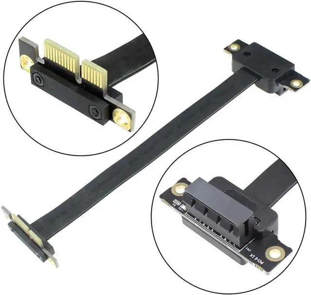 Alt view image 5 of 7 - PCI-E X1 PCI Express 1X Riser Extension Ribbon Cable Gold-Plated Connector Dual Vertical 90 Right Angle Foldable High Speed PCI Express 1X Expander for 1U 2U ATX Extender (20cm R11SL)