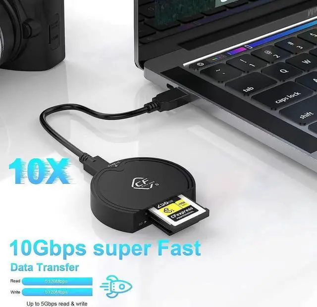 Alt view image 5 of 7 - CFexpress Type B and SD UHS-II Dual-Slot Memory Card Reader,USB 3.2 Gen 2 Type B CFexpress Adapter Memory Card Reader with USB C to USB C/USB A Cable,Compatible with Windows/Mac/Linux/Android