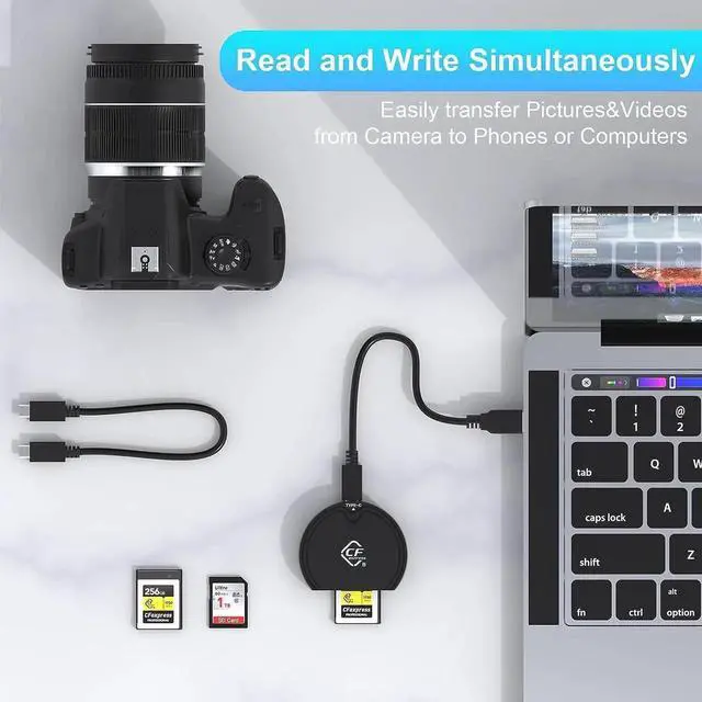 Alt view image 4 of 7 - CFexpress Type B and SD UHS-II Dual-Slot Memory Card Reader,USB 3.2 Gen 2 Type B CFexpress Adapter Memory Card Reader with USB C to USB C/USB A Cable,Compatible with Windows/Mac/Linux/Android