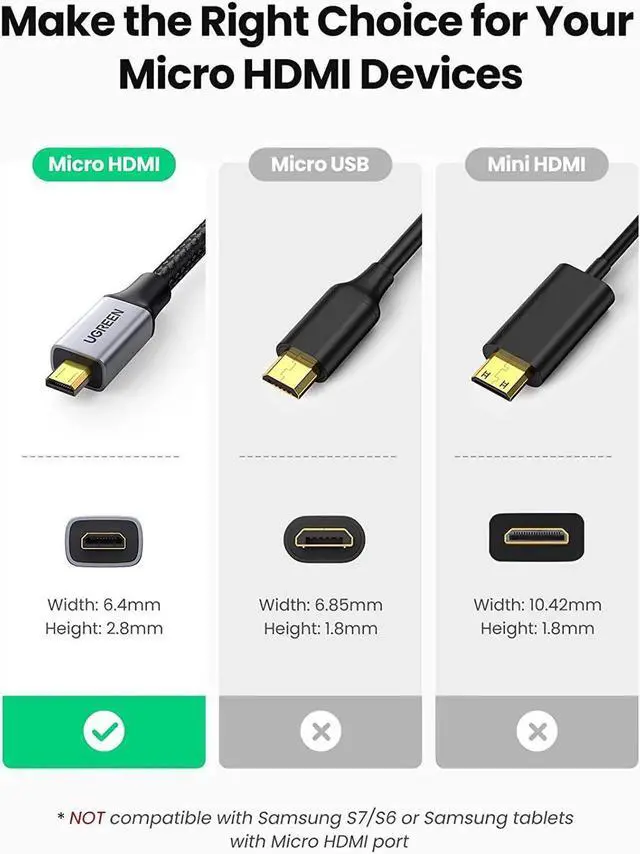 Alt view image 6 of 7 - Micro HDMI to HDMI Adapter, Micro HDMI to Female HDMI Aluminum Portable Cable HDMI Adapter Supports 4K 3D 1080P, Compatible with GoPro Hero 7 Raspberry Pi 4 Sony A6000 Camera Nikon B500, 8 Inch
