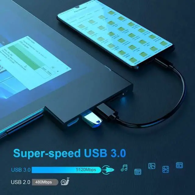 Alt view image 4 of 7 - 6-in-2 Surface Go/Go 2/Go 3 Docking Station, Microsoft Surface Go Docking Station with 4K HDMI Port, 2 USB 3.0 Ports(5Gbps), 3.5mm Earphones Jack, SD/TF Card Reader for Microsoft Surface Go 3/Go 2/Go