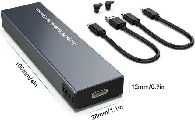 Alt view image 7 of 7 - M.2 NVME SATA SSD Enclosure Adapter, USB 3.2 Gen 2 (10 Gbps) to NVME PCI-E SATA M-Key/(B+M) Key Solid State Drive External Enclosure Support UASP Trim for NVME/SATA SSDs 2242/2260/2280